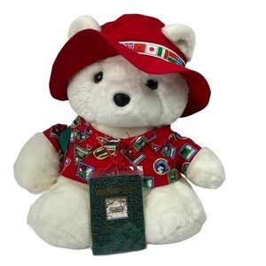 Dayton Hudson 1993 Vintage Santa Bear Plush World Traveler Passport Backpack